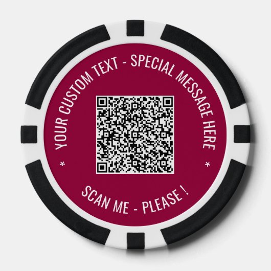 Uw QR-code en aangepaste tekst Poker Chips Sjabloo (Voorkant)