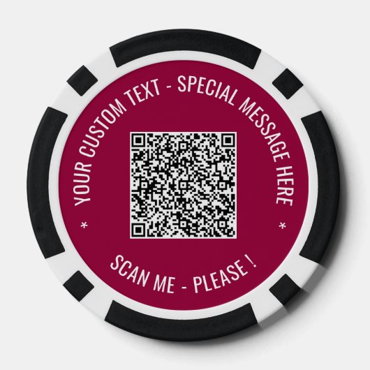 Uw QR-code en aangepaste tekst Poker Chips Sjabloo (Achterkant)