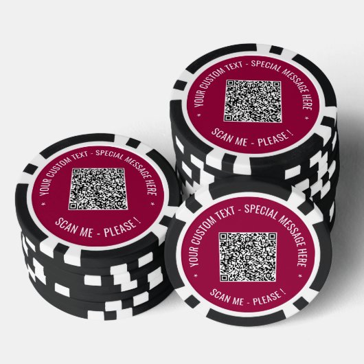 Uw QR-code en aangepaste tekst Poker Chips Sjabloo (Opstapeling)