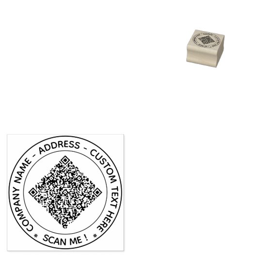 Uw QR-code en Aangepaste Tekst Ronde Rubber Stamp Rubberstempel (Gestempeld)