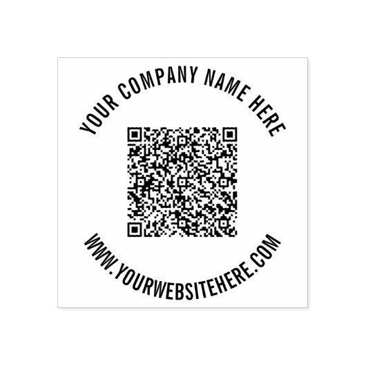Uw QR-code en Aangepaste Tekst Ronde Rubber Stamp Rubberstempel (Afrduk)