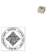 Uw QR-code en aangepaste tekst Ronde rubberen stem Rubberstempel (Gestempeld)