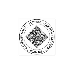 Uw QR-code en aangepaste tekst Ronde rubberen stem Rubberstempel