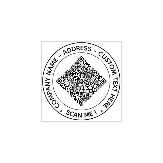 Uw QR-code en aangepaste tekst Ronde rubberen stem Rubberstempel (Afrduk)