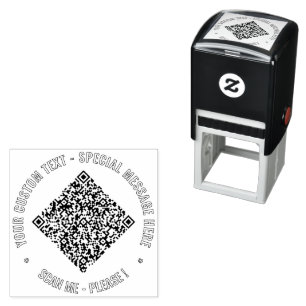 Uw QR-code en aangepaste tekst ronde stempel Sjabl