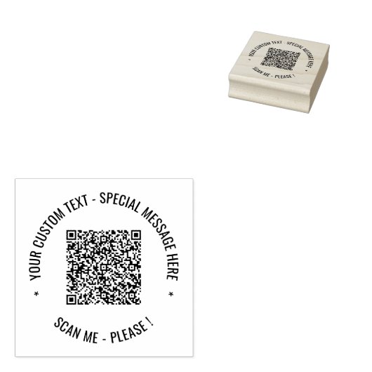Uw QR-code en aangepaste tekst ronde stempel Sjabl (Gestempeld)