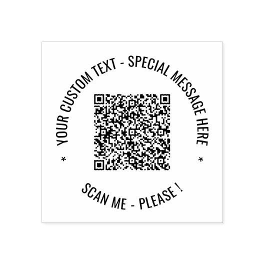 Uw QR-code en aangepaste tekst ronde stempel Sjabl (Afrduk)