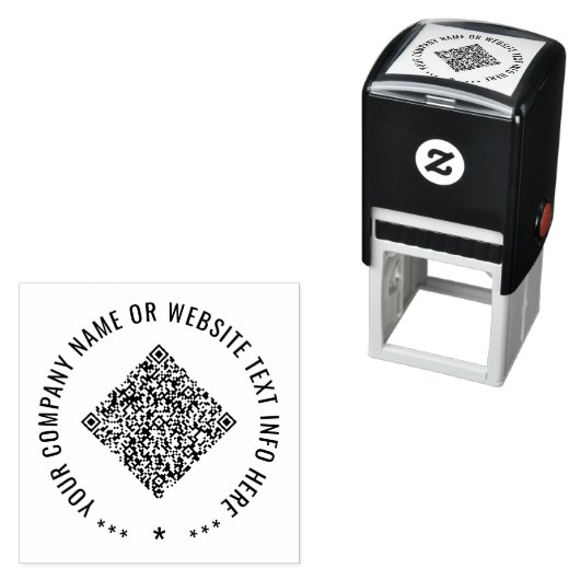 Uw QR-code en aangepaste tekst ronde stempel Sjabl (In situ)