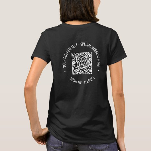 Uw QR-code en aangepaste tekst T-shirt Sjabloon (Achterkant)
