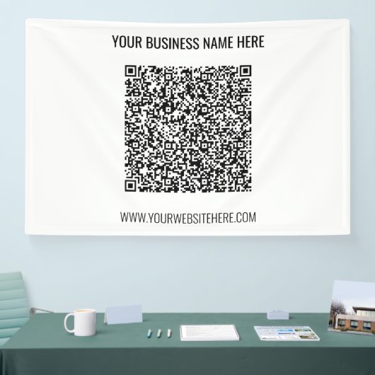 Uw QR-code en aangepaste tekstbanner Spandoek (Beurs)
