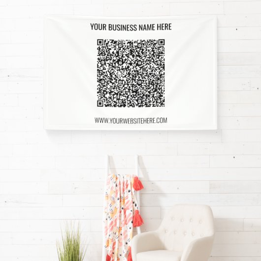 Uw QR-code en aangepaste tekstbanner Spandoek (Insitu)