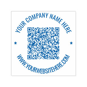 Uw QR-code en tekst Aangepaste ronde stempel Sjabl