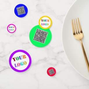 Uw QR-code en voorbeeld van Business Logo Confetti