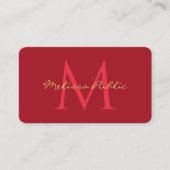 Uw QR Code Gold Text Name Script Ruby Red Visitekaartje (Voorkant)