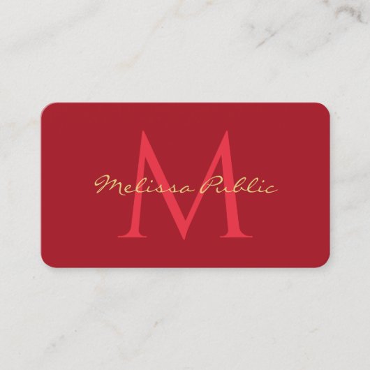 Uw QR Code Gold Text Name Script Ruby Red Visitekaartje (Voorkant)