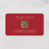 Uw QR Code Gold Text Name Script Ruby Red Visitekaartje (Achterkant)