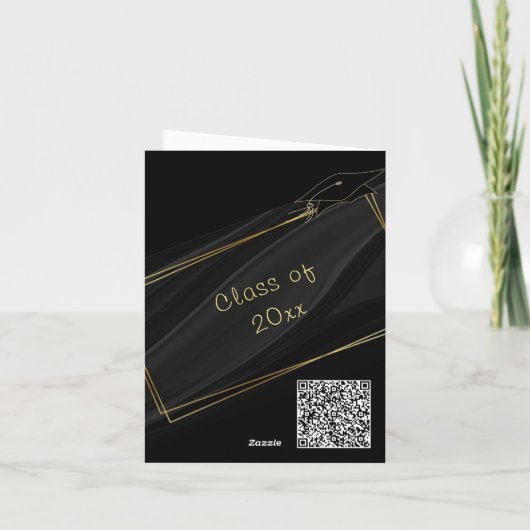 Uw QR Code Info Gold Black Afstuderen Uitnodiging (Achterkant)