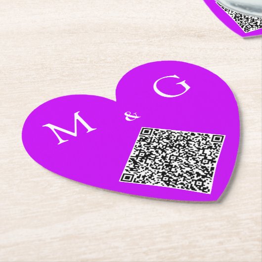 Uw QR Code Letters Trouwhart Papier Onderzetters (Gekanteld)