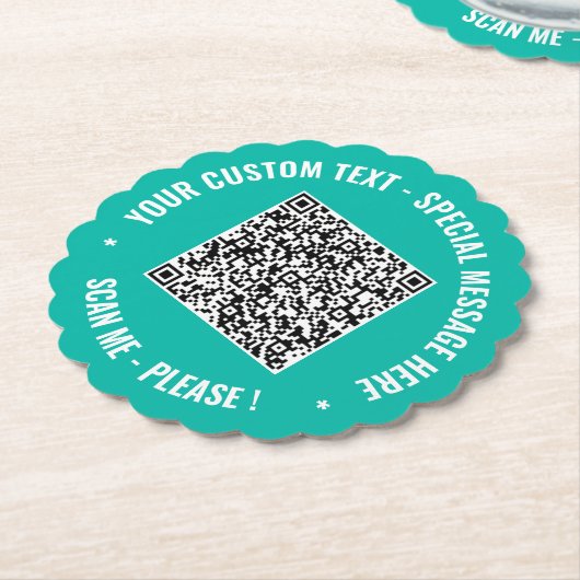 Uw QR Code Paper Onderzetter Aangepaste tekst en k (Gekanteld)