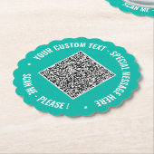 Uw QR-code papieren onderzetters Aangepaste tekst  (Gekanteld)