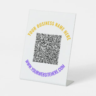 Uw QR Code Pedestal Sign Aangepaste Tekst en Kleur Reclamebord Met Voetstuk