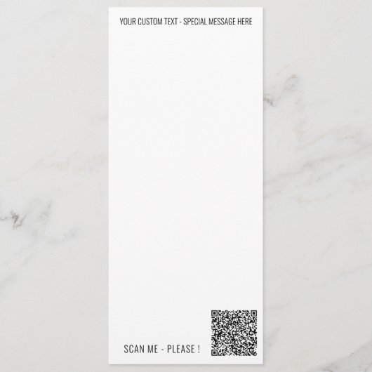 Uw QR-code scan aangepaste tekst menu voorbeeld (Voorkant)