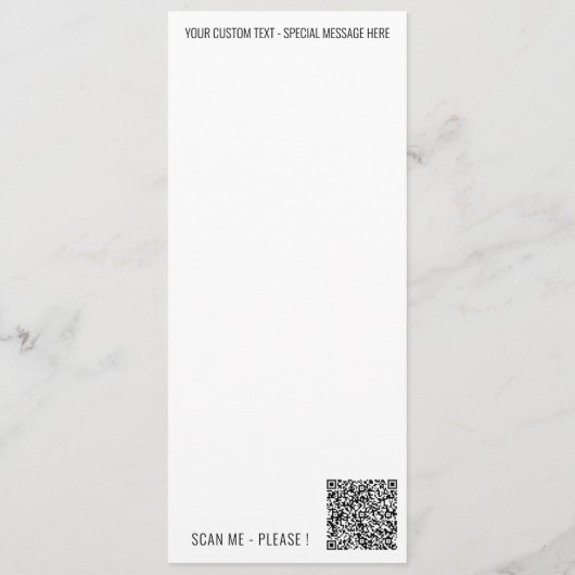 Uw QR-code scan aangepaste tekst menu voorbeeld (Achterkant)