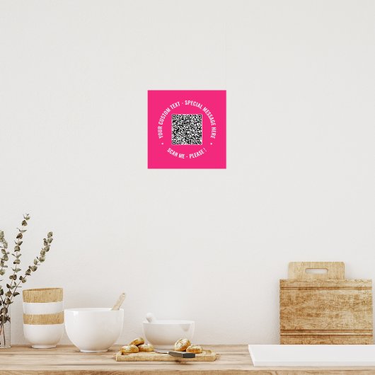 Uw QR Code Scan Aangepaste Tekst Poster Kies Kleur (Keuken)