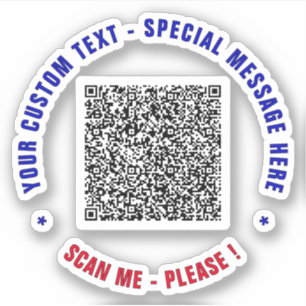 Uw QR Code Scan en aangepaste tekst Sticker Sjablo