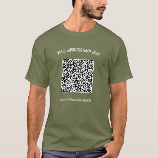 Uw QR Code Scan en Custom Text Business T-Shirt (Voorkant)