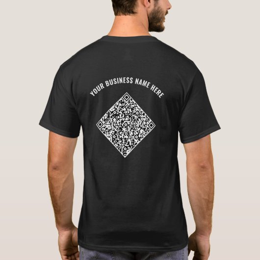 Uw QR Code Scan en Custom Text Business T-Shirt (Achterkant)