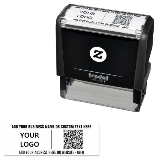 Uw QR Code Scan Info Aangepaste tekst en Logo stem Zelfinktende Stempel (In situ)