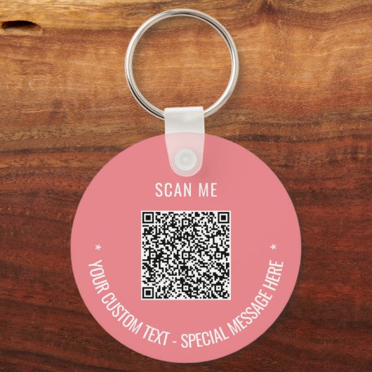 Uw QR Code Scan Info Aangepaste tekstkleuren Sleut Sleutelhanger (Voorkant)
