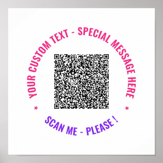 Uw QR Code Scan Info en Aangepaste Tekst Poster (Voorkant)