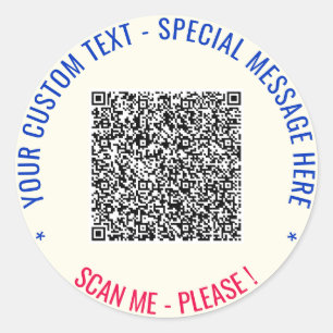 Uw QR Code Scan Info en Aangepaste Tekst Sticker