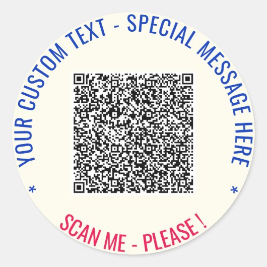 Uw QR Code Scan Info en Aangepaste Tekst Sticker (Voorkant)