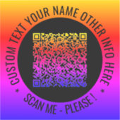 Uw QR Code Scan Info en Aangepaste Tekst Sticker (Voorkant)