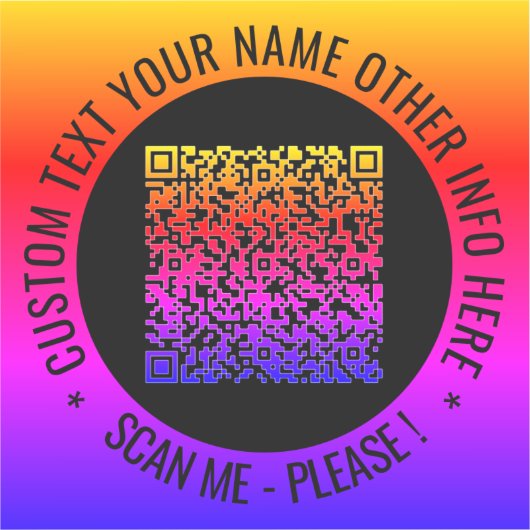 Uw QR Code Scan Info en Aangepaste Tekst Sticker (Voorkant)