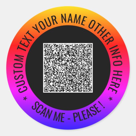 Uw QR Code Scan Info en aangepaste tekst Stickers (Voorkant)