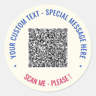 Uw QR Code Scan Info en aangepaste tekst Stickers