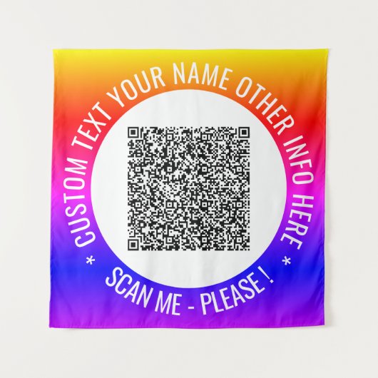 Uw QR Code Scan Info en Aangepaste Tekst Tapestry Wandkleed (Voorkant)