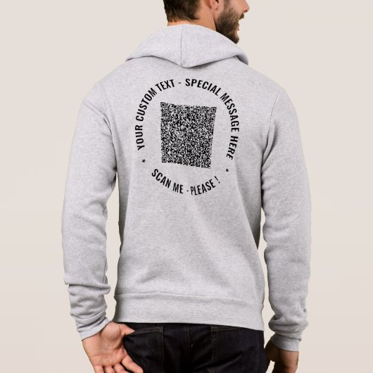 Uw QR Code Scan Info en Custom Text Hoodie (Achterkant)