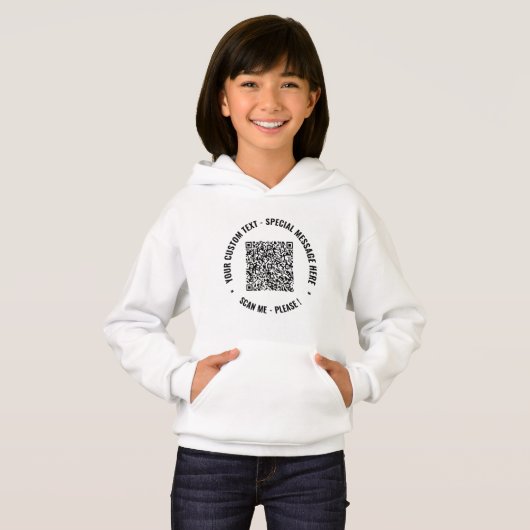 Uw QR Code Scan Info en Custom Text Hoodie (Voorkant volledig)
