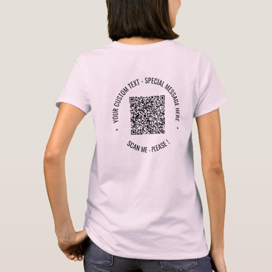 Uw QR Code Scan Info en Tekst T-Shirt Gift (Achterkant)