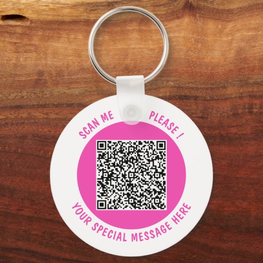 Uw QR Code Scan Sleutelhanger Aangepaste Tekst en  (Voorkant)