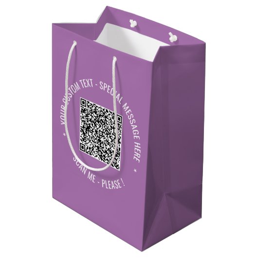 Uw QR-code scaninfo aangepaste tekst geschenkzak Medium Cadeauzakje (Achterkant Gekanteld)