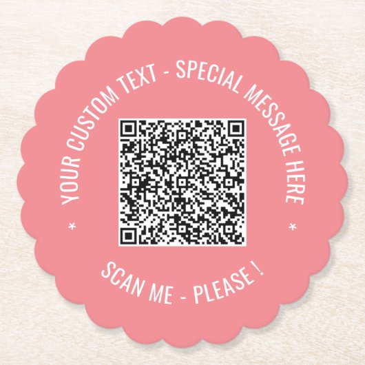 Uw QR-code scaninfo Aangepaste tekst papier Onderz Kartonnen Onderzetters (Voorkant)