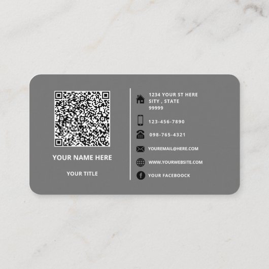 Uw QR code scaninfo aangepaste tekst Visitekaartje (Achterkant)