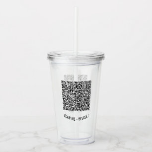 Uw QR-code scaninfo tekst acryl tumbler Drinkbeker