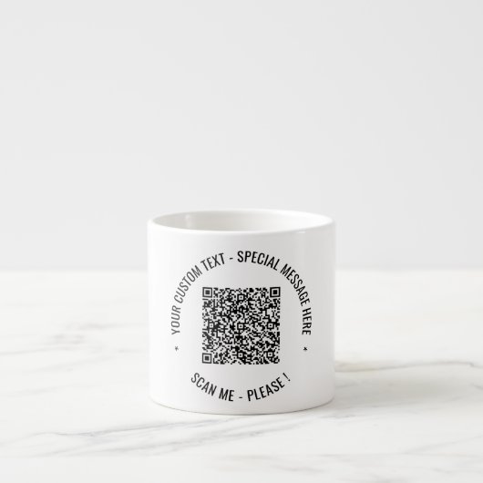 Uw QR code scaninfo tekst kleuren espresso Mok (Voorkant)